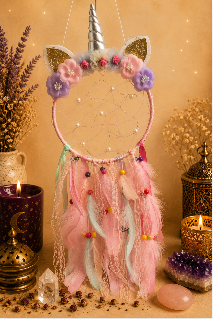 🦄 Atrapasueños Unicornio con luz LED